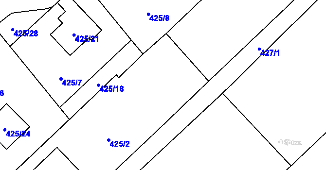 Parcela st. 425/27 v KÚ Krmelín, Katastrální mapa