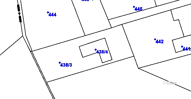 Parcela st. 438/4 v KÚ Krmelín, Katastrální mapa