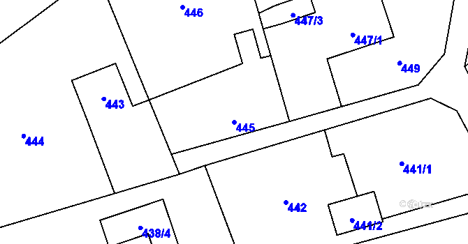 Parcela st. 445 v KÚ Krmelín, Katastrální mapa