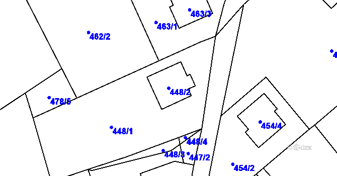 Parcela st. 448/2 v KÚ Krmelín, Katastrální mapa