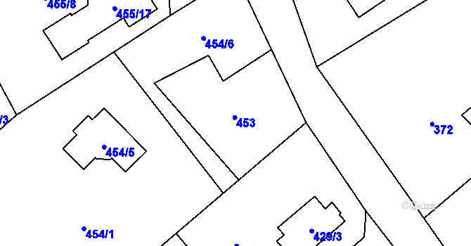 Parcela st. 453 v KÚ Krmelín, Katastrální mapa