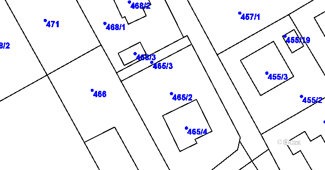 Parcela st. 465/1 v KÚ Krmelín, Katastrální mapa