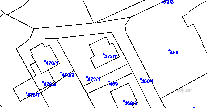 Parcela st. 472/2 v KÚ Krmelín, Katastrální mapa