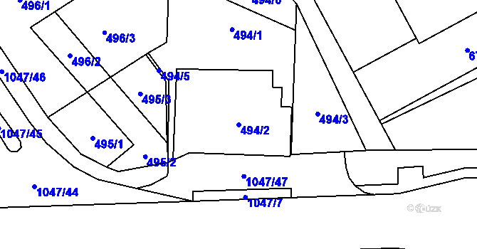 Parcela st. 494/2 v KÚ Krmelín, Katastrální mapa