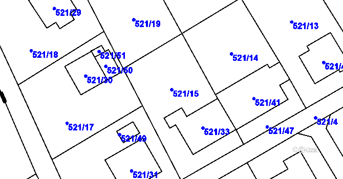 Parcela st. 521/15 v KÚ Krmelín, Katastrální mapa
