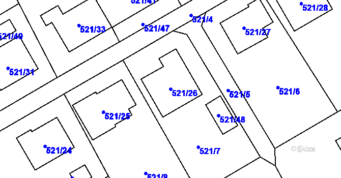 Parcela st. 521/26 v KÚ Krmelín, Katastrální mapa
