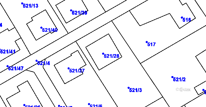 Parcela st. 521/28 v KÚ Krmelín, Katastrální mapa