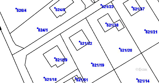 Parcela st. 521/32 v KÚ Krmelín, Katastrální mapa