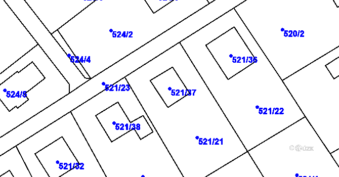 Parcela st. 521/37 v KÚ Krmelín, Katastrální mapa