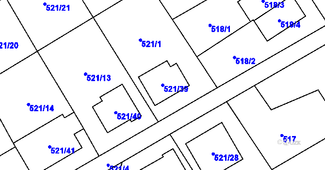 Parcela st. 521/39 v KÚ Krmelín, Katastrální mapa