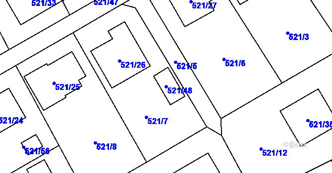 Parcela st. 521/48 v KÚ Krmelín, Katastrální mapa