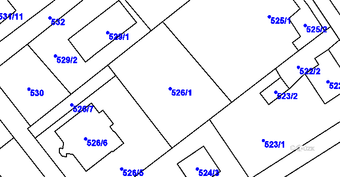 Parcela st. 526/1 v KÚ Krmelín, Katastrální mapa