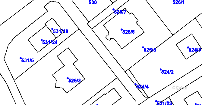 Parcela st. 526/2 v KÚ Krmelín, Katastrální mapa