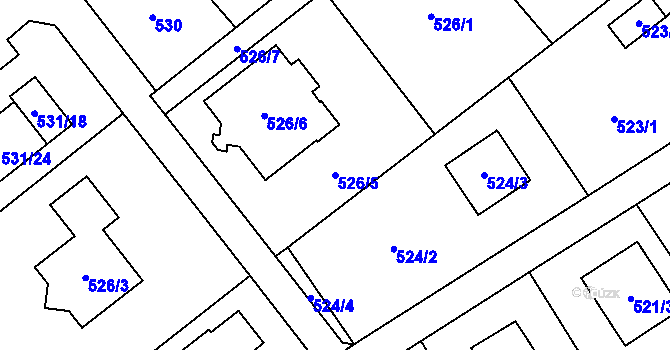 Parcela st. 526/5 v KÚ Krmelín, Katastrální mapa