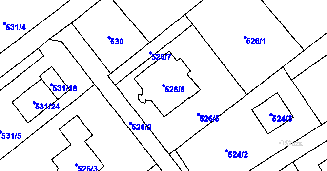 Parcela st. 526/6 v KÚ Krmelín, Katastrální mapa