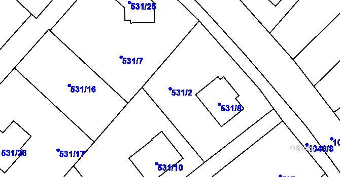 Parcela st. 531/2 v KÚ Krmelín, Katastrální mapa