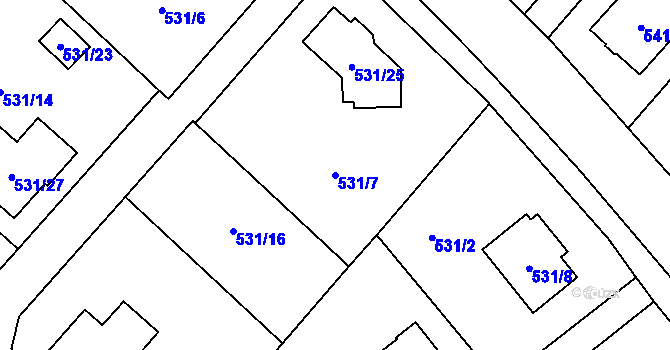 Parcela st. 531/7 v KÚ Krmelín, Katastrální mapa
