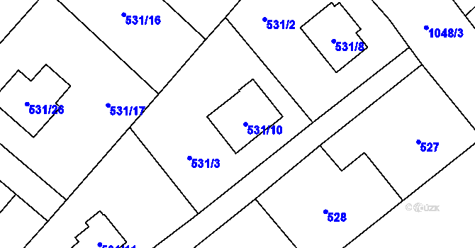 Parcela st. 531/10 v KÚ Krmelín, Katastrální mapa
