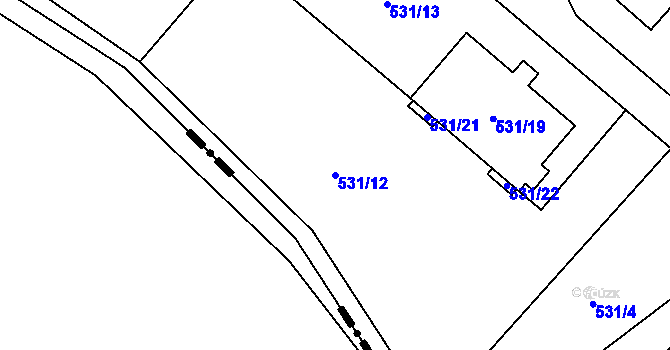 Parcela st. 531/12 v KÚ Krmelín, Katastrální mapa