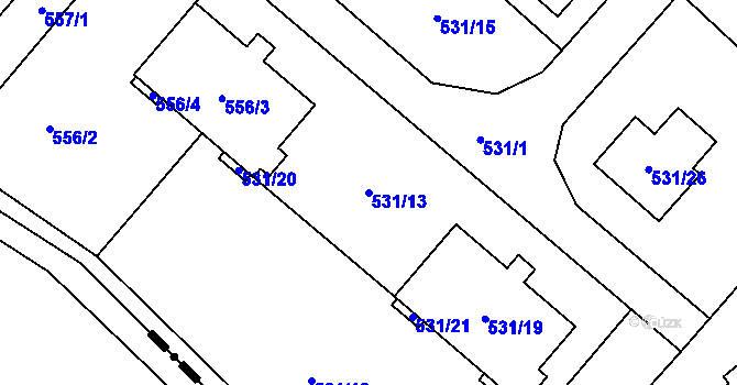 Parcela st. 531/13 v KÚ Krmelín, Katastrální mapa