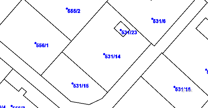 Parcela st. 531/14 v KÚ Krmelín, Katastrální mapa