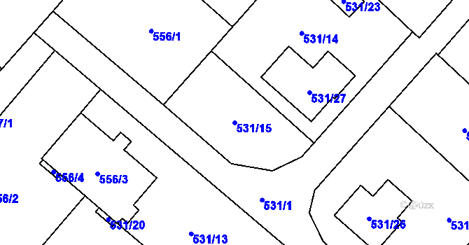 Parcela st. 531/15 v KÚ Krmelín, Katastrální mapa