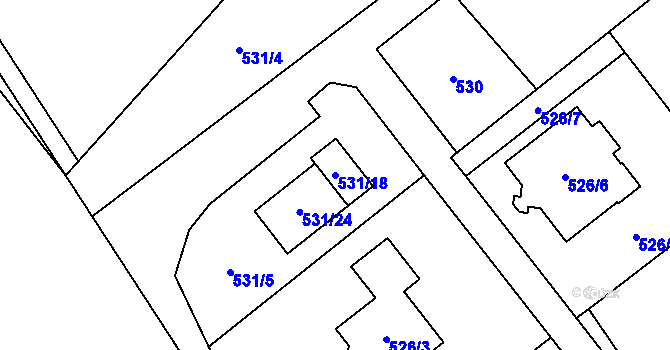 Parcela st. 531/18 v KÚ Krmelín, Katastrální mapa