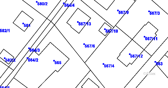 Parcela st. 567/6 v KÚ Krmelín, Katastrální mapa