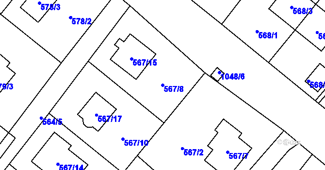 Parcela st. 567/8 v KÚ Krmelín, Katastrální mapa