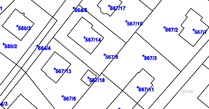Parcela st. 567/9 v KÚ Krmelín, Katastrální mapa
