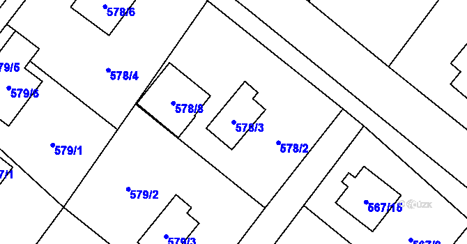 Parcela st. 578/3 v KÚ Krmelín, Katastrální mapa