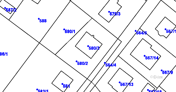 Parcela st. 580/3 v KÚ Krmelín, Katastrální mapa