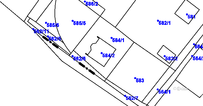 Parcela st. 584/2 v KÚ Krmelín, Katastrální mapa