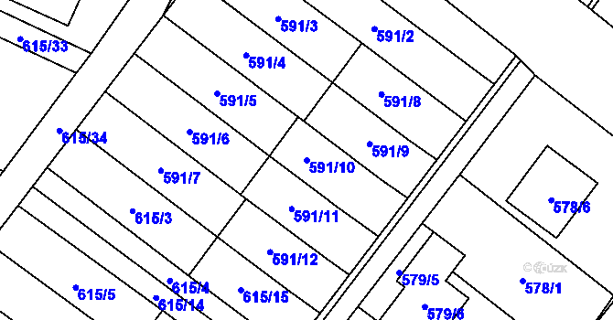 Parcela st. 591/10 v KÚ Krmelín, Katastrální mapa