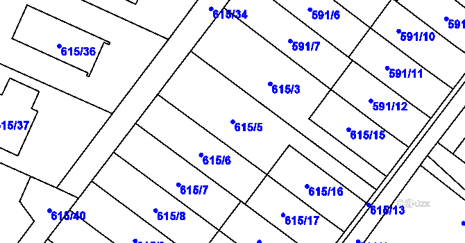 Parcela st. 615/5 v KÚ Krmelín, Katastrální mapa
