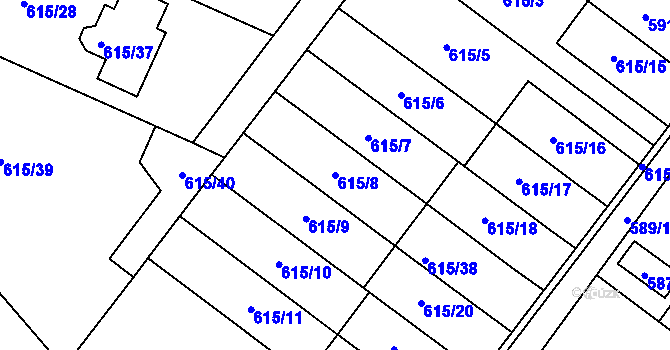 Parcela st. 615/8 v KÚ Krmelín, Katastrální mapa