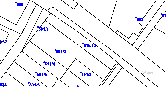 Parcela st. 615/12 v KÚ Krmelín, Katastrální mapa