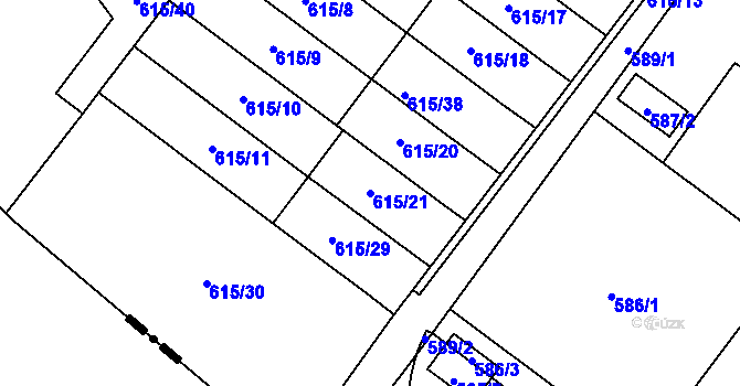 Parcela st. 615/21 v KÚ Krmelín, Katastrální mapa
