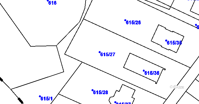 Parcela st. 615/27 v KÚ Krmelín, Katastrální mapa