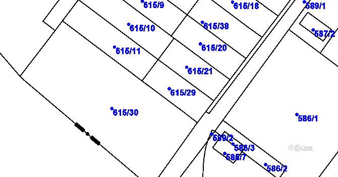 Parcela st. 615/29 v KÚ Krmelín, Katastrální mapa