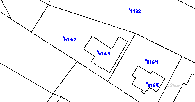 Parcela st. 619/4 v KÚ Krmelín, Katastrální mapa