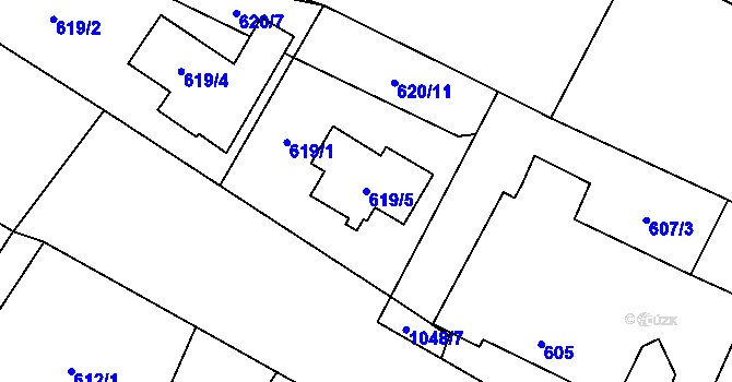 Parcela st. 619/5 v KÚ Krmelín, Katastrální mapa