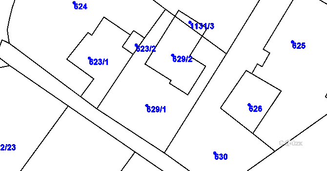 Parcela st. 629 v KÚ Krmelín, Katastrální mapa