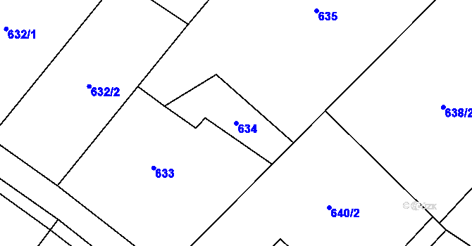 Parcela st. 634 v KÚ Krmelín, Katastrální mapa