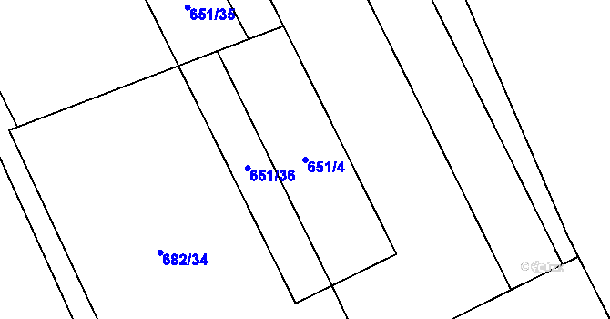 Parcela st. 651/4 v KÚ Krmelín, Katastrální mapa