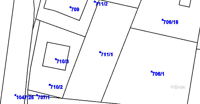 Parcela st. 711/1 v KÚ Krmelín, Katastrální mapa