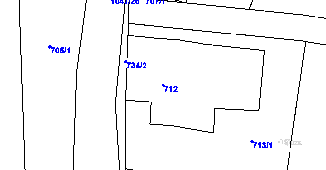 Parcela st. 712 v KÚ Krmelín, Katastrální mapa