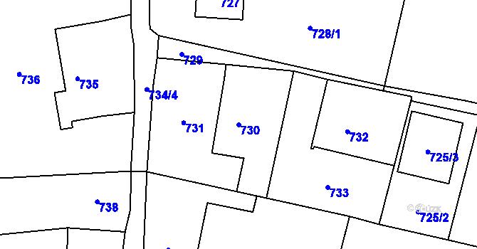 Parcela st. 730 v KÚ Krmelín, Katastrální mapa