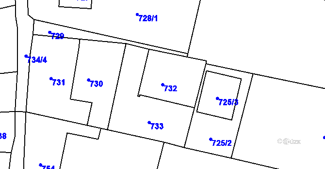 Parcela st. 732 v KÚ Krmelín, Katastrální mapa