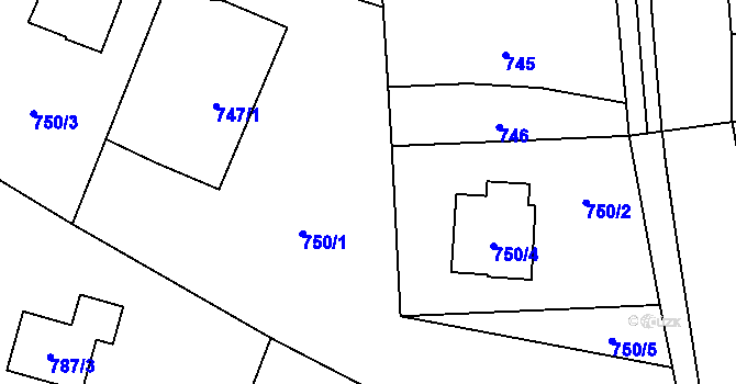 Parcela st. 749 v KÚ Krmelín, Katastrální mapa